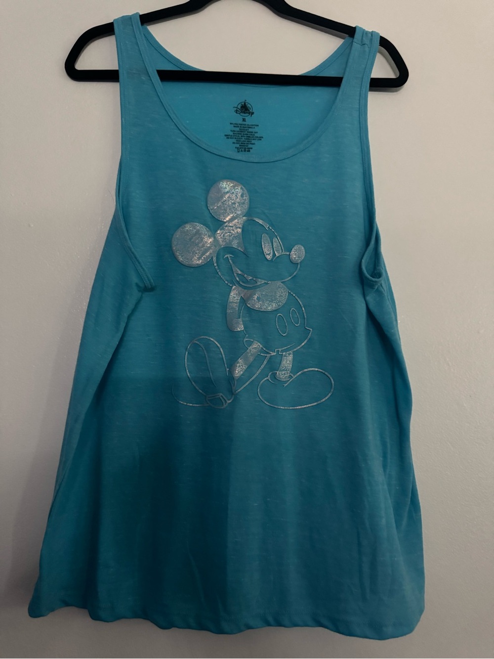 Disney Teal Crewneck Tank Top with Black Logo Print